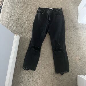 Abercrombie 90’s high rise ankle straight jeans - distressed